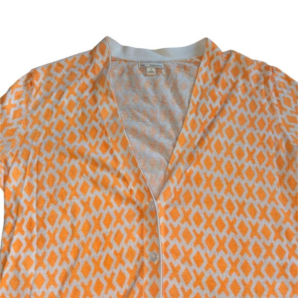 Gap Womens Flourescent 3/4 Length Sleeve Knit Cardigan-White/Orange-Small-GUC - Picture 2 of 5